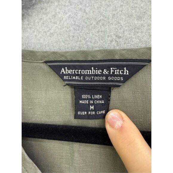 Vintage Abercrombie & Fitch Army Green Sleeveless V-Neck Linen Sheath Dress Size - Picture 3 of 7